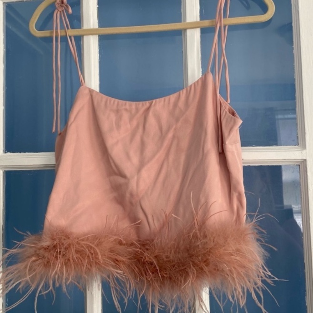 LPA Pink Feather-Trim Cami Top - Picture 6 of 6